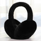 Black Plush Band foldable plush winter earmuffs, front three quarter view
