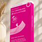 Pink Focusmile PAP+ whitening strips carton beside a ribbed vase and dried pampas grass