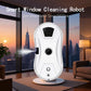 Front view of white window cleaning robot with sensor and indicator lights