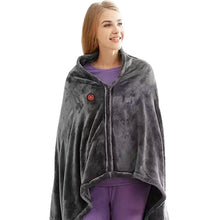 USB Heated Flannel Shawl Blanket with Zip, 3 Heat Levels, 145 x 80 cm