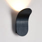 Brushed black curved wall lamp with upward glow, option photo for white light
