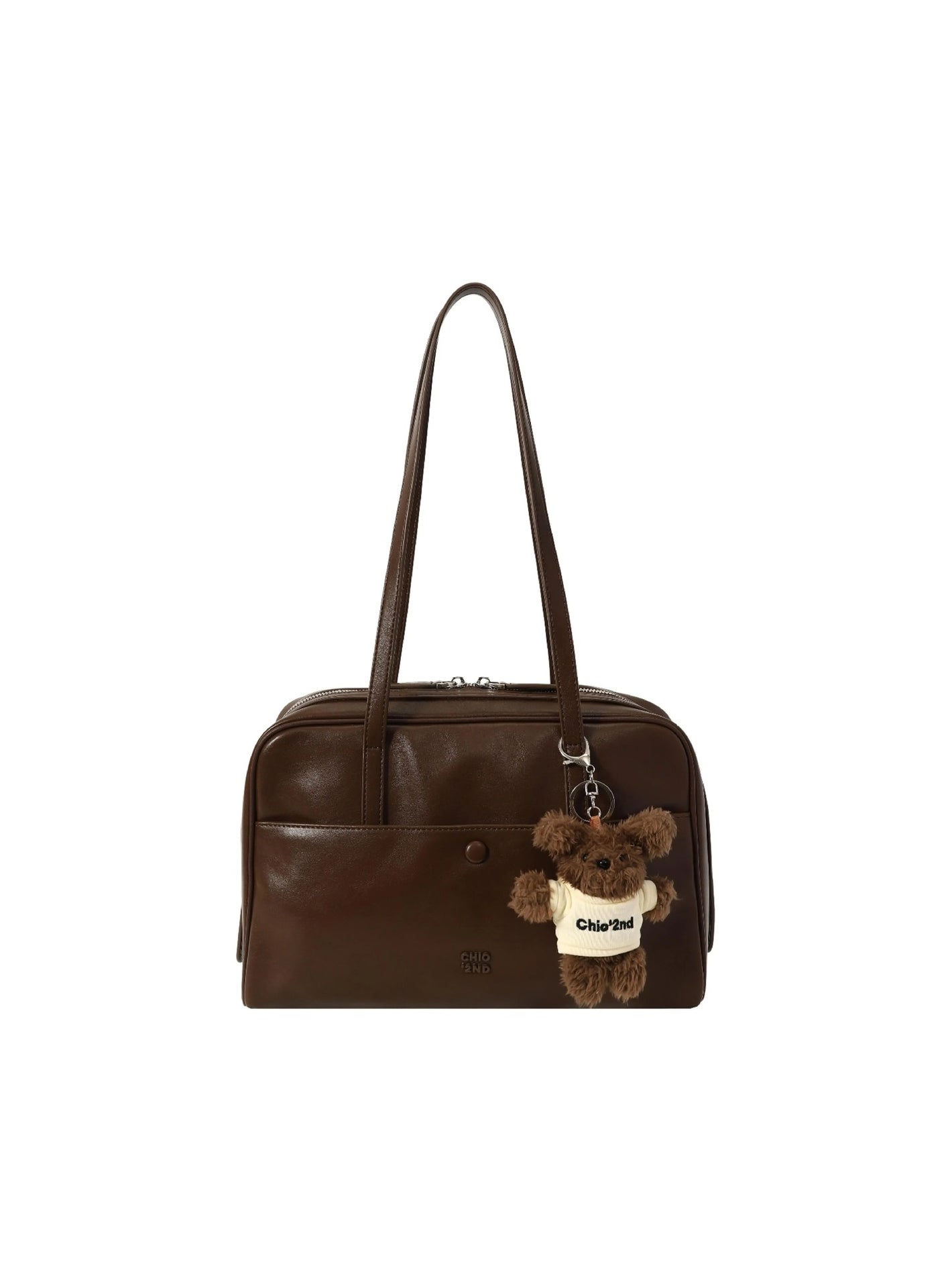 Retro Pillow Shoulder Bag in brown worn over the shoulder for a casual everyday look