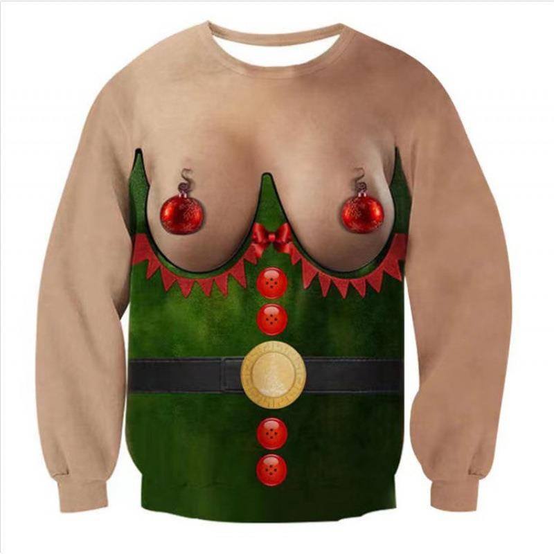 All over printed funny crewneck sweatshirt shown flat, loose fit in soft polyester