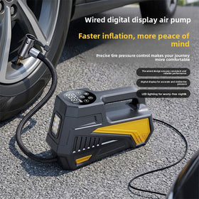 Portable 12V Car Tire Inflator Pump with Digital Display and LED Light
