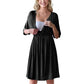 Close look at the crossover wrap front of the maternity dress at the chest