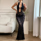 Womens Hollow Neck Lace Mermaid Dress