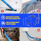 Diagram showing the kit reaching the dryer lint slot, duct, the gap behind the machine, and the outside vent