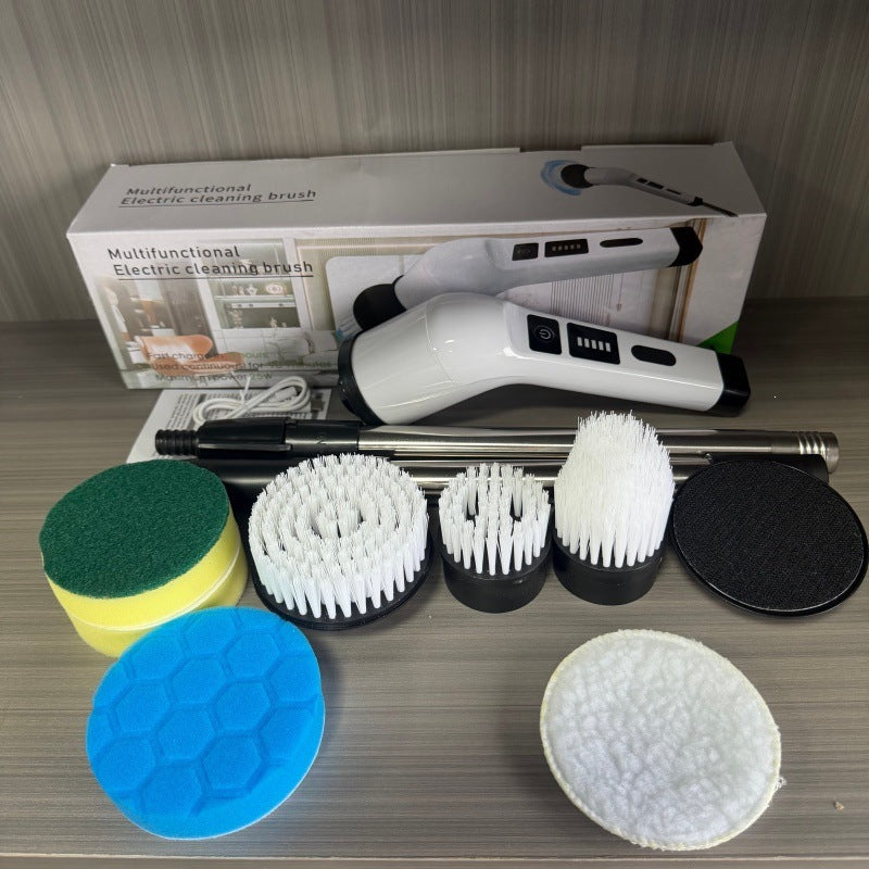 Telescopic Electric Cleaning Brush with Rotating Heads