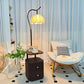 Vintage Style Floor Lamp with Side Table