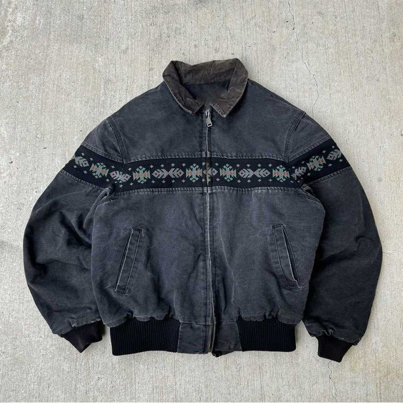 Charcoal collared jacket with woven band option photo, size L