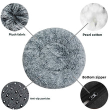 Round Plush Pet Bed Removable Machine Washable Dog Bed