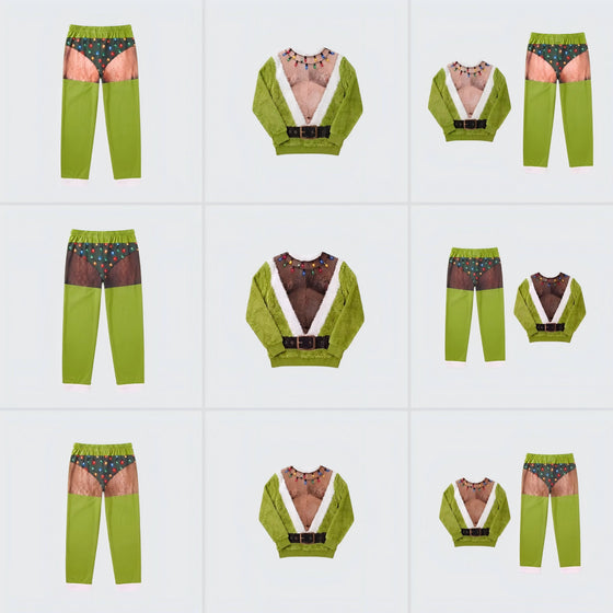 Green Ugly Christmas Novelty Pajama Set for Adults