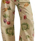 Floral Print Denim Wide Leg Trousers