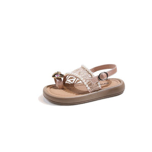 Girls Pearl Sandals Summer Casual | front view product shot