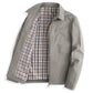 Khaki cotton zip jacket with a turn-down collar and warm plaid lining, size 185 XXL option photo