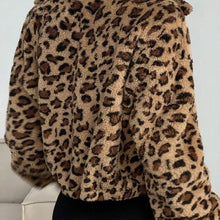 Womens Leopard Print Vegan Fur Cropped Zip Jacket