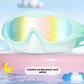 Clear HD polycarbonate lens swimming goggles shown as a studio product photo
