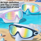 Clear HD polycarbonate lens swimming goggles shown as a studio product photo