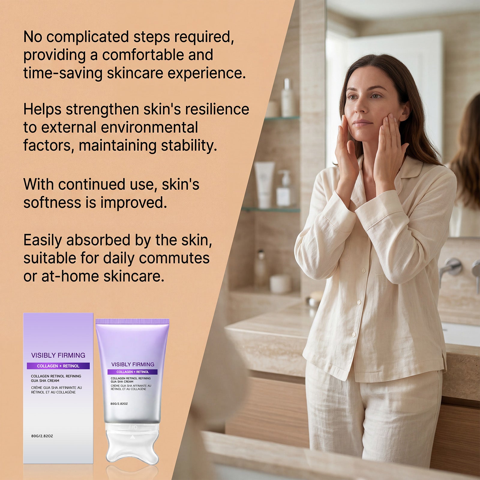 Purple collagen and retinol facial cream tube with its box