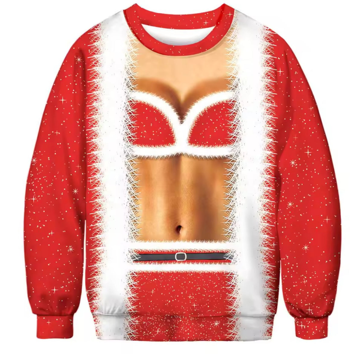 All over print ugly Christmas crew neck sweatshirt in polyester, one of eight festive designs