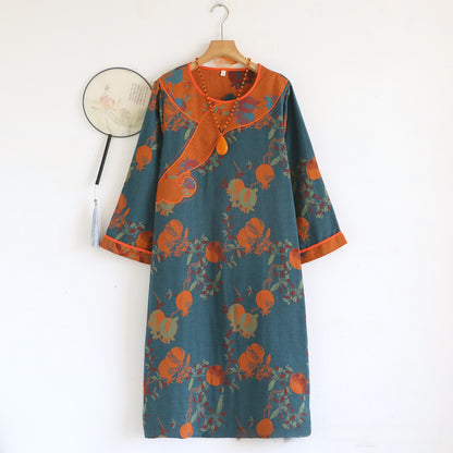 Double-layer gauze nightgown shown folded with its packaging