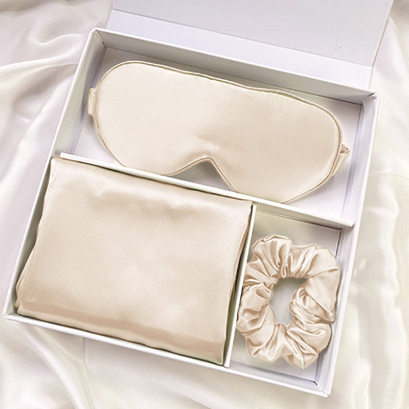 Silk gift set styled in a modern interior bedroom scene
