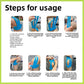 Maker guide with eight photos showing the pre-cut tape being applied to a knee