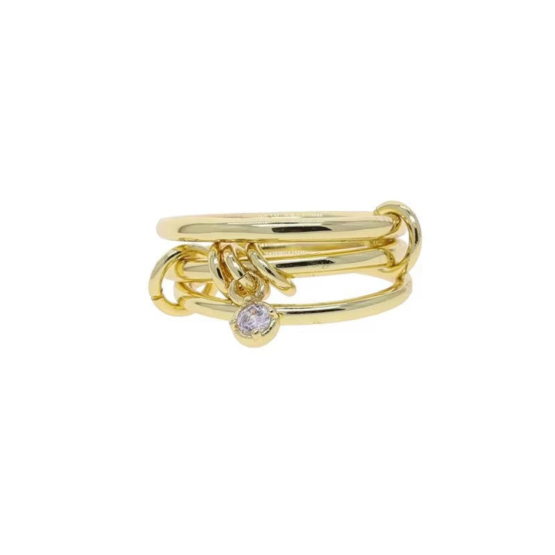 Front view product shot of the linked stacked band ring