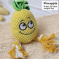 Soft plush squeaky toy for dogs, a single shape from the assorted animal and food range