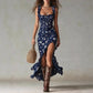 Bohemian Ruffled Sleeveless High-Slit Dress