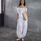 Airy balloon leg casual pants shown full length from the front
