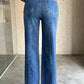 Beaded Straight-Leg Denim Pants