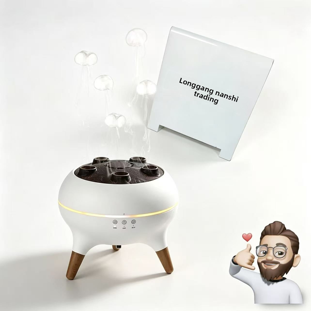 Close up of the Multifunctional Aroma diffuser top mist vent and white housing