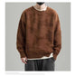 Man wearing a brown whale jacquard knit sweater with white inner layer, size XXL option