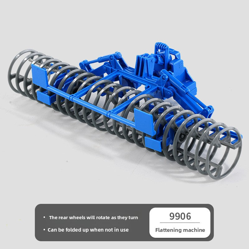Close view of the alloy and plastic build of the toy farm tractor