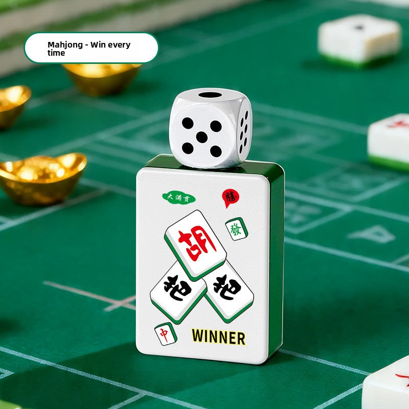 Rotating dice electric lighter shaped like an Ace of spades card in gold