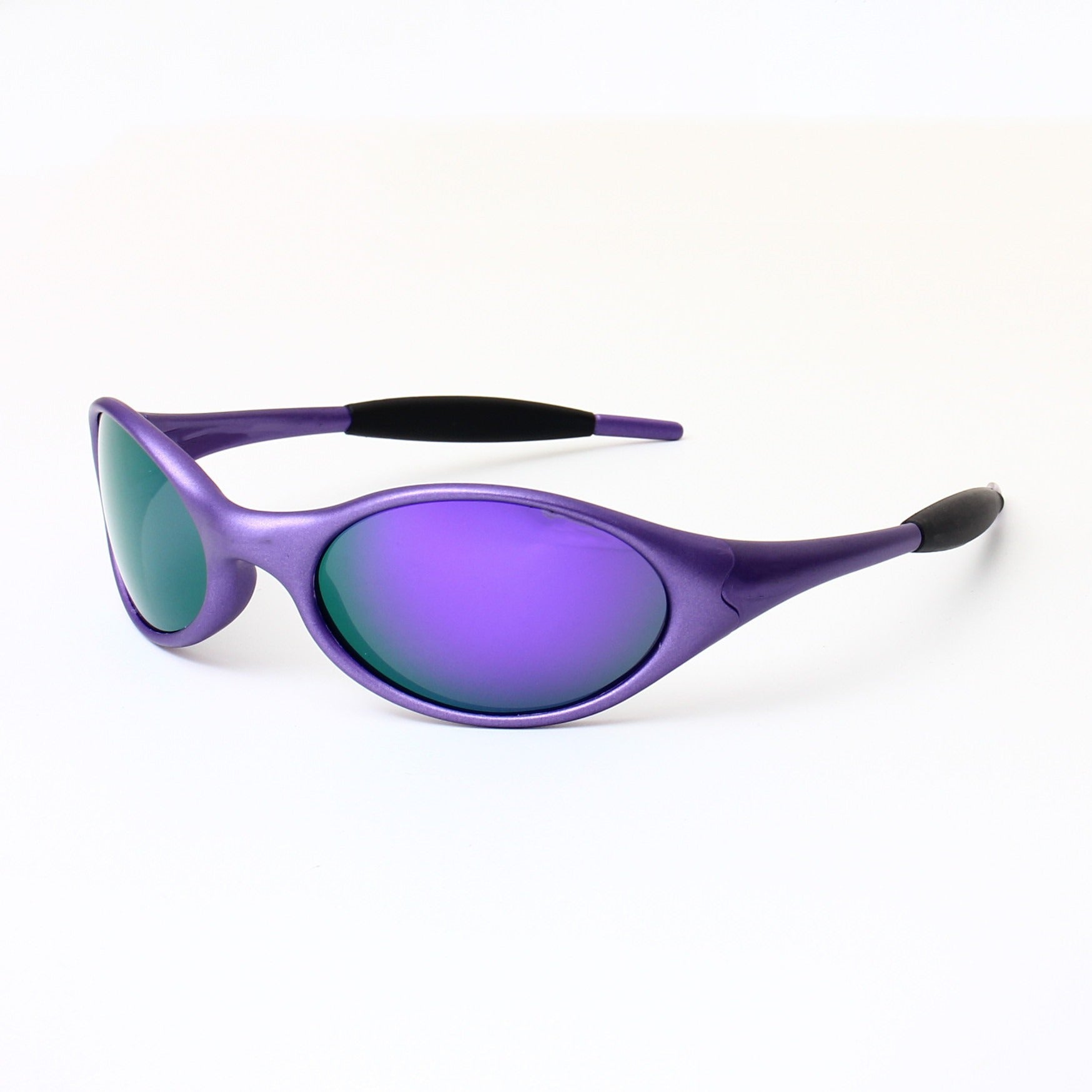 Wraparound sport sunglasses shown from an alternative product angle