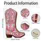 Pink wooden cowboy boot wall decor with cream inlay, 30 by 20 cm, metal hook shown