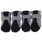 Detail of breathable mesh side panel on a coloured dog shoe with black toe