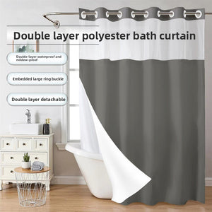 Front view of the double layer waterproof fabric shower curtain