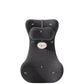 Grey memory foam back cushion with attached neck pillow and labelled sections