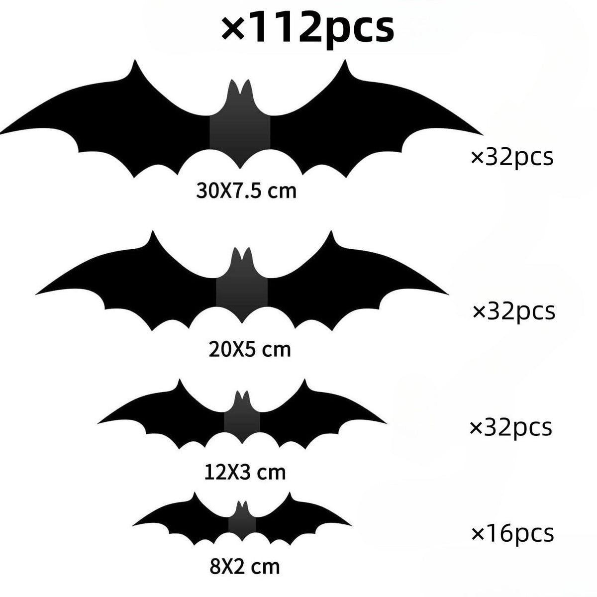 Single large black 3D bat wall sticker with wings folded off the wall