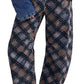 Floral Print Denim Wide Leg Trousers