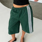 Dark green wide-leg cropped pants with white side stripes, Dark green option, size XL