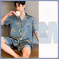 Men's Ice Silk Pajamas Short Sleeve Homewear Set