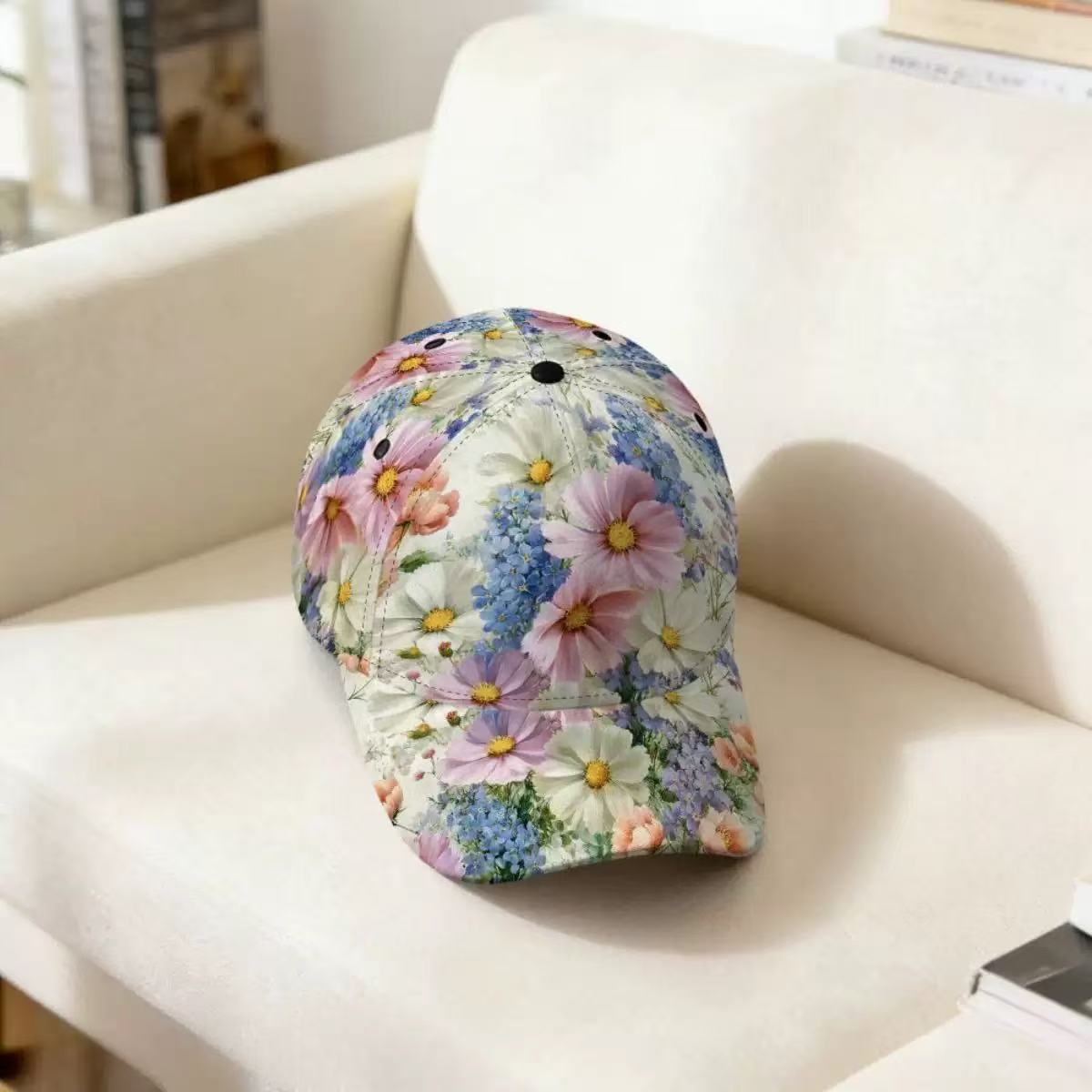Printed floral baseball cap in a fresh colourway with an adjustable strap