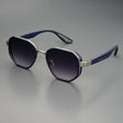 Silver frame blue ring double gray lens