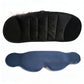 Black padded pillow above a navy blue 3D eye mask on a white background, Eye Mask 3D Blue Pillow New option