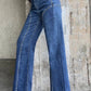 Beaded Straight-Leg Denim Pants