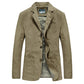 Khaki cotton blazer jacket with three buttons, option photo for size 2XL